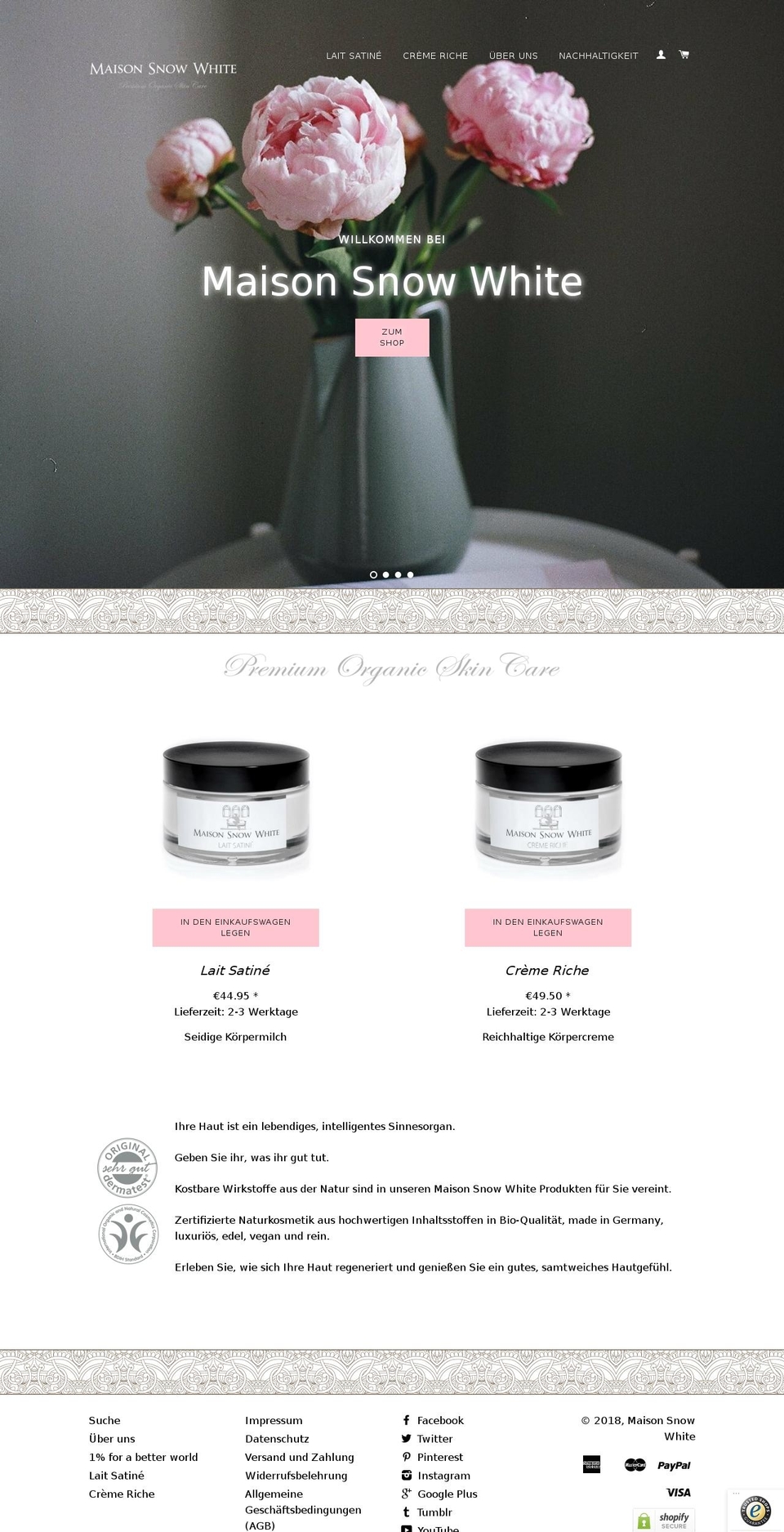 maison-snowwhite.de shopify website screenshot