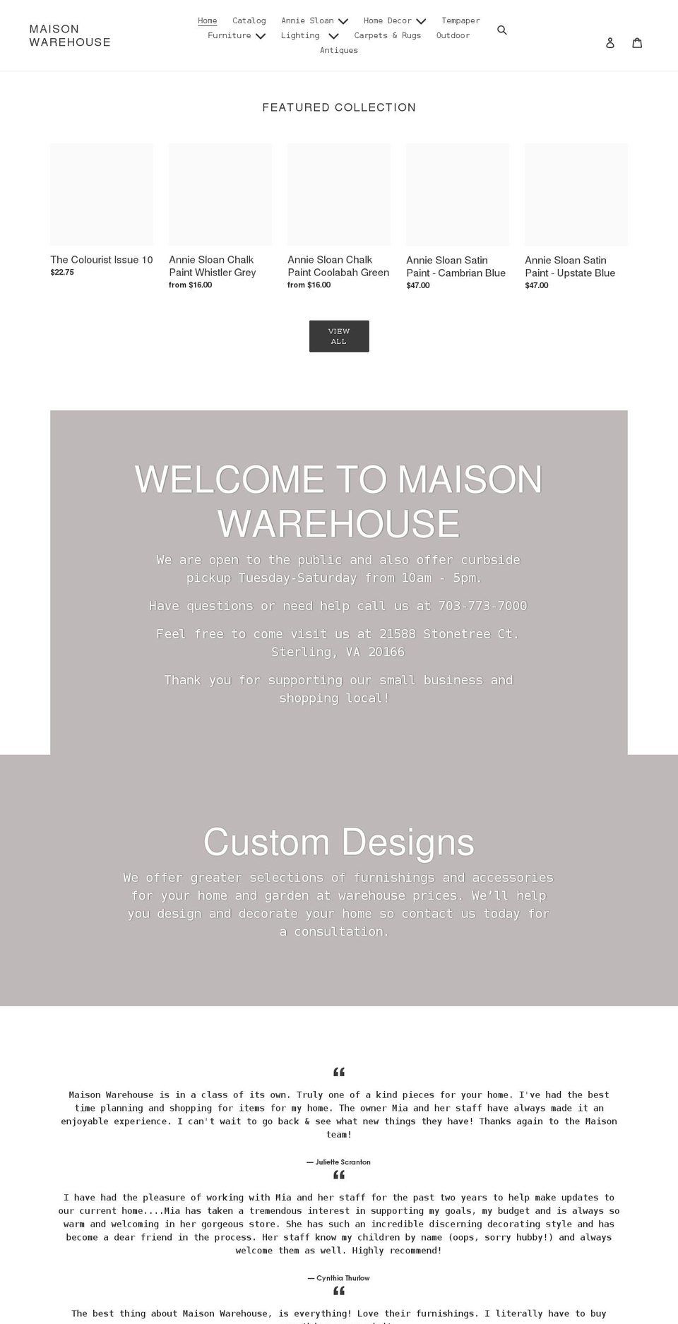 maison-warehouse.myshopify.com shopify website screenshot