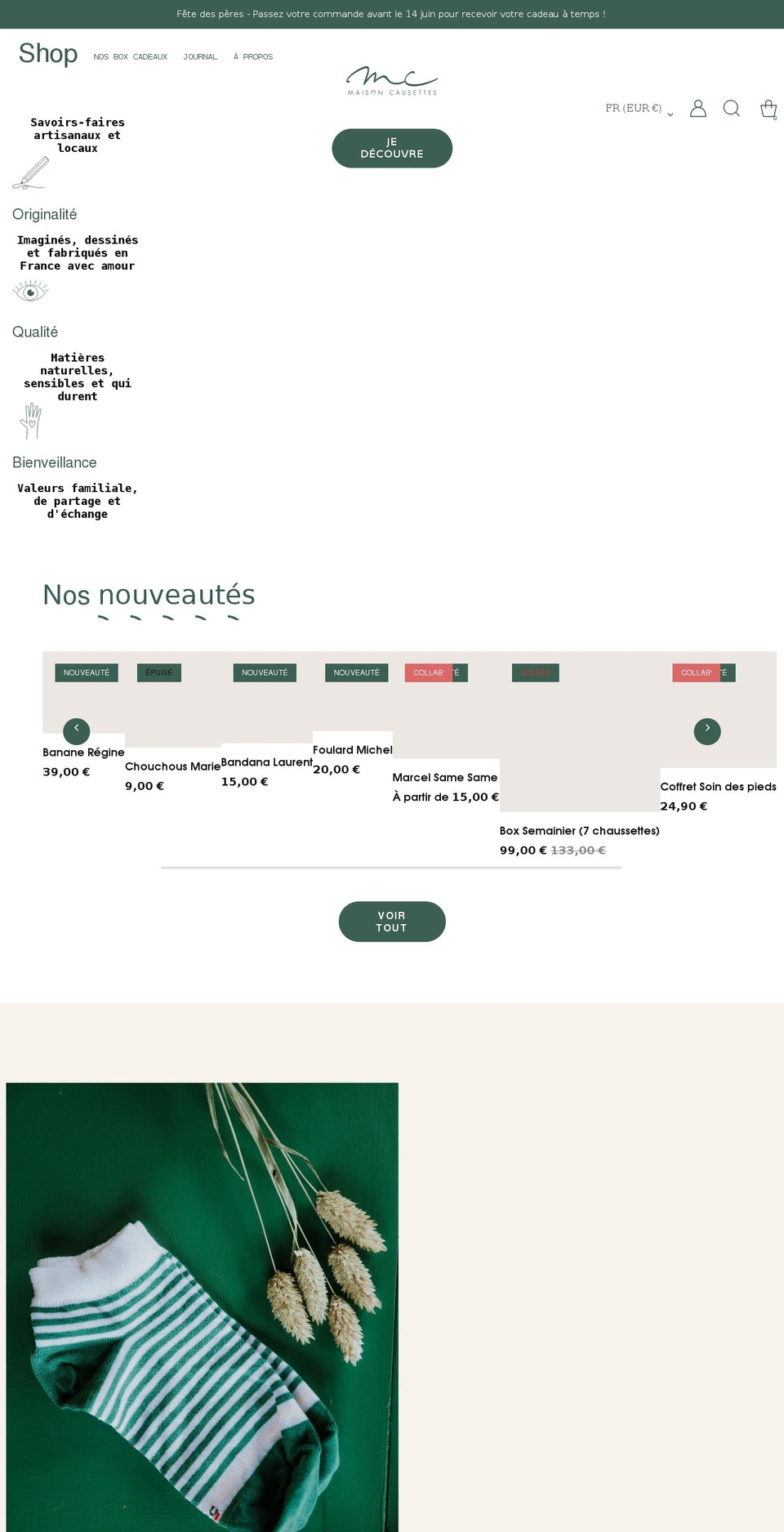 maisoncausettes.com shopify website screenshot