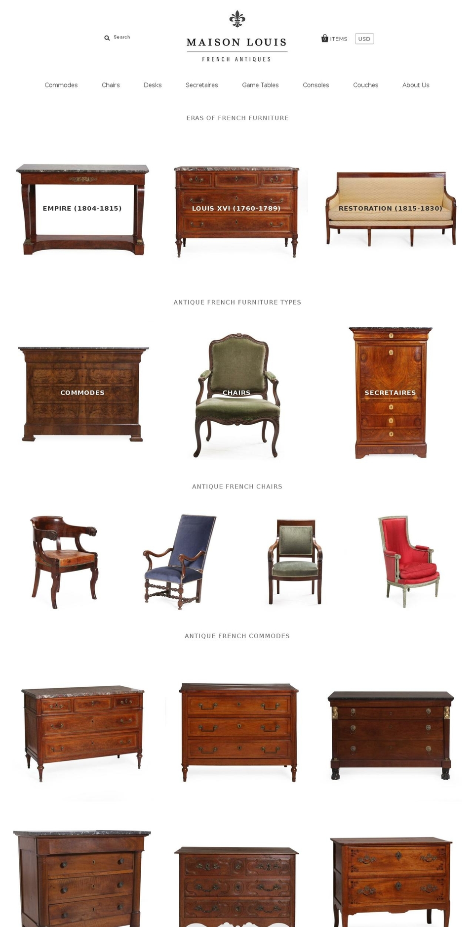 maisonlouisantiques.com shopify website screenshot