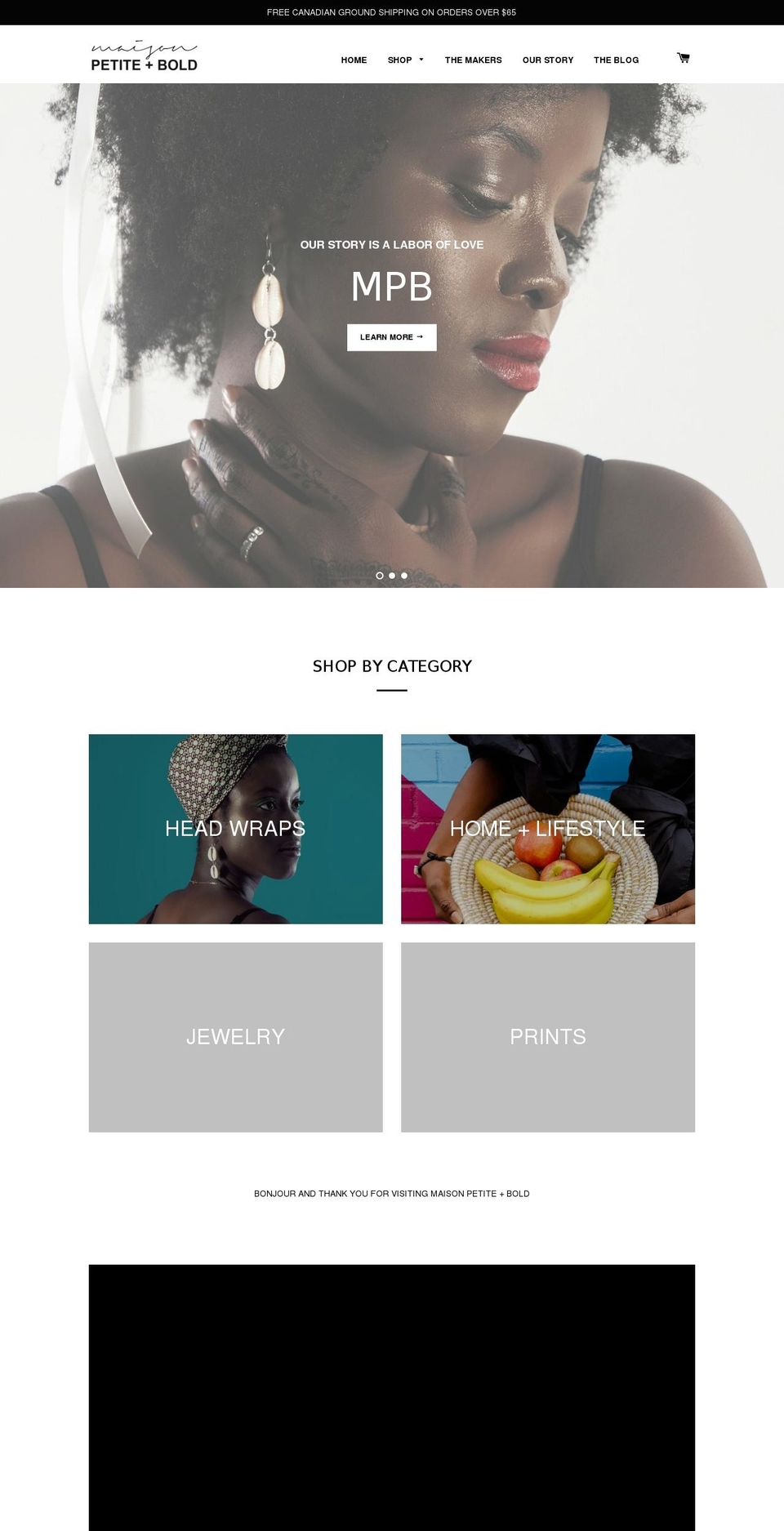 maisonpetiteandbold.com — Shopify storefront screenshot