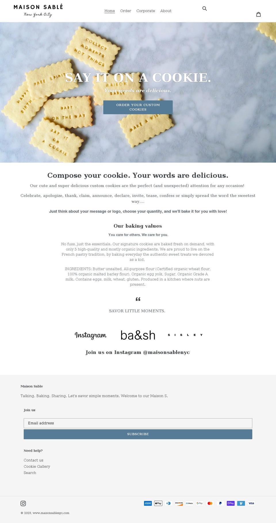 maisonsablenyc.com shopify website screenshot