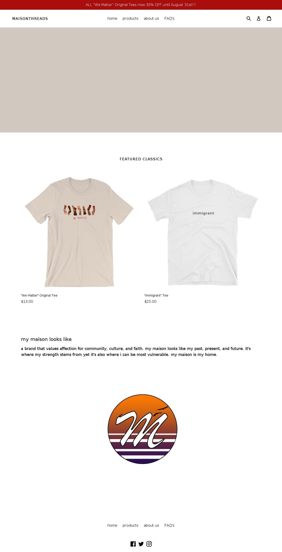 maisonthreads.com — Shopify storefront screenshot