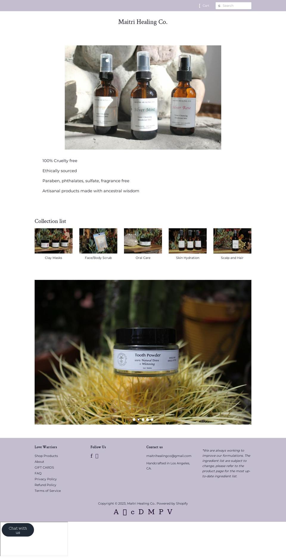 maitrihealingco.com — Shopify storefront screenshot