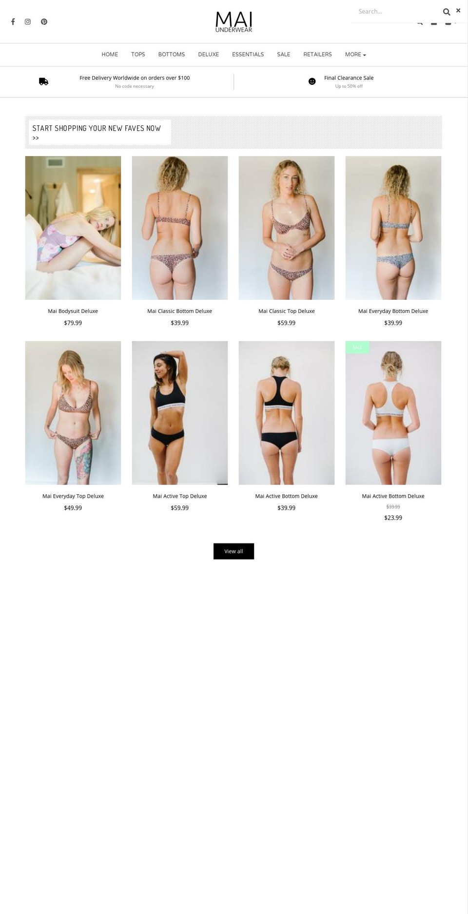 maiunderwear.com shopify website screenshot