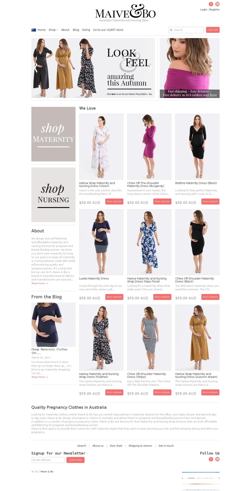 maiveandbo.com.au shopify website screenshot