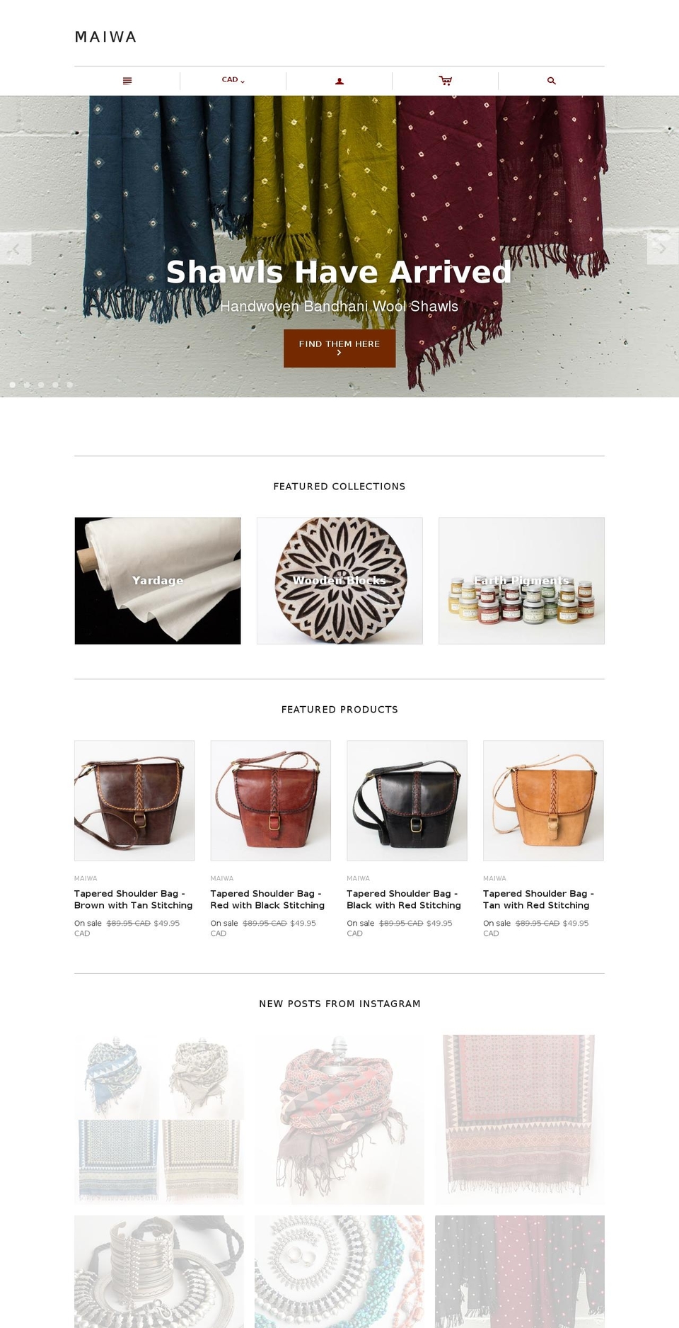 maiwa.ca shopify website screenshot