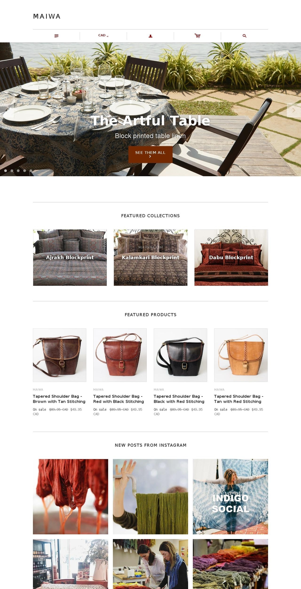 maiwa.com shopify website screenshot