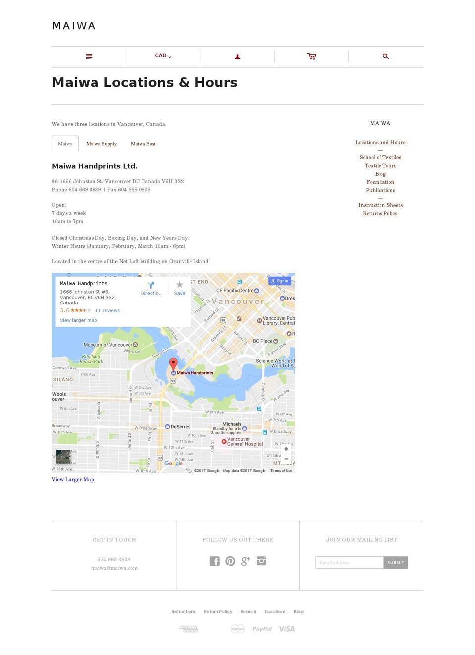 maiwaeast.com shopify website screenshot