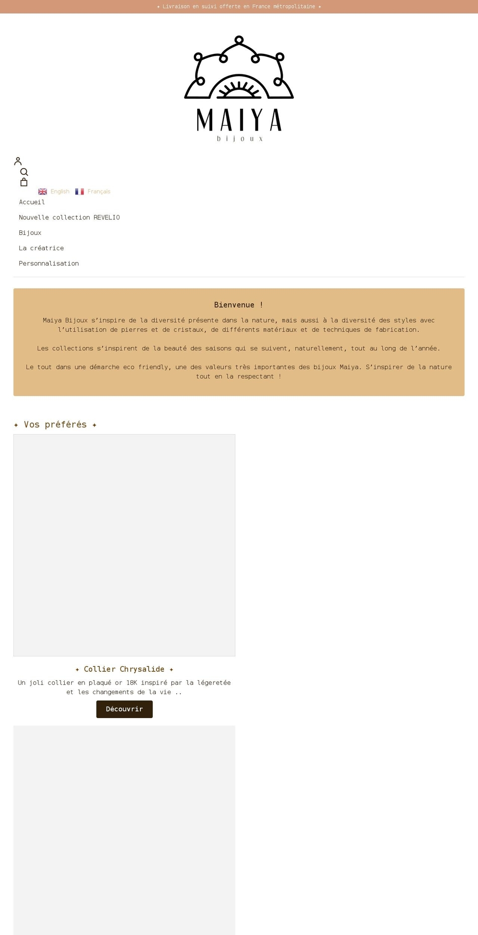 maiyabijoux.com shopify website screenshot