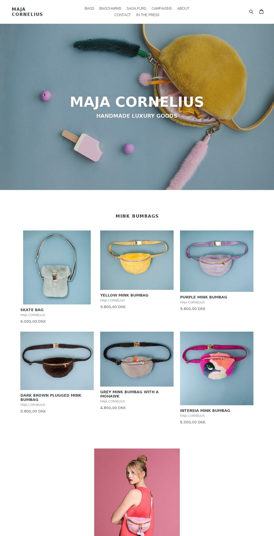 majacornelius.com — Shopify storefront screenshot