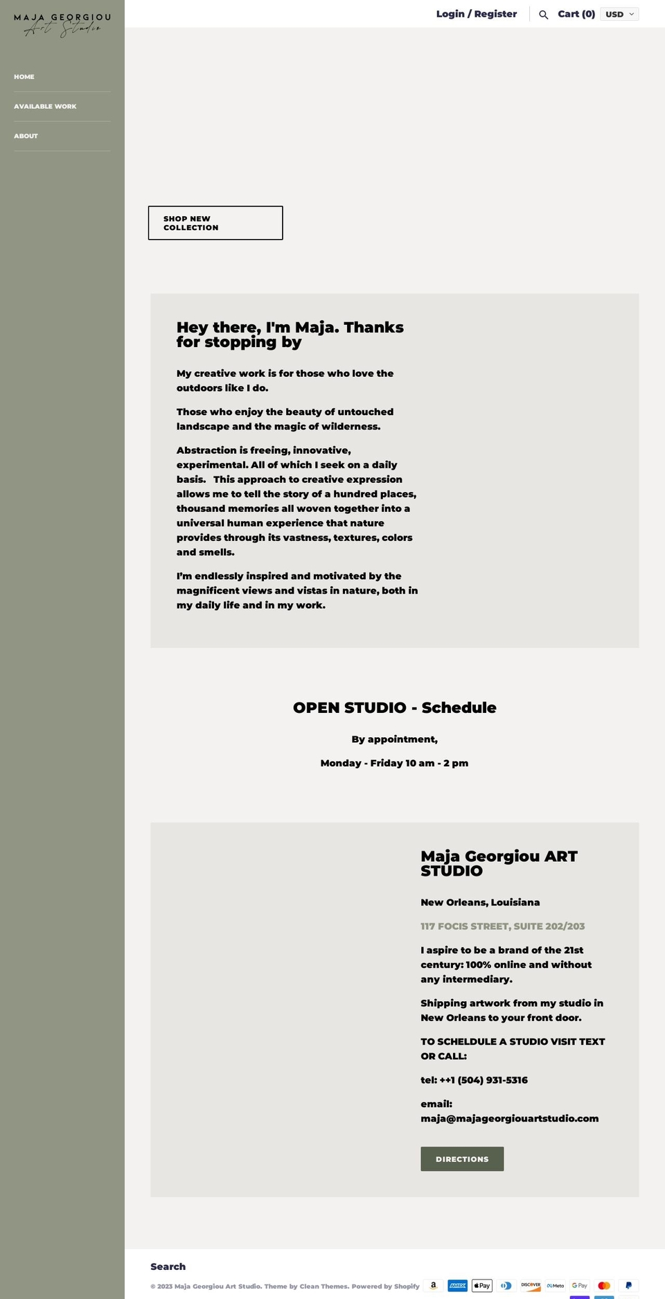 majageorgiouartstudio.com — Shopify storefront screenshot