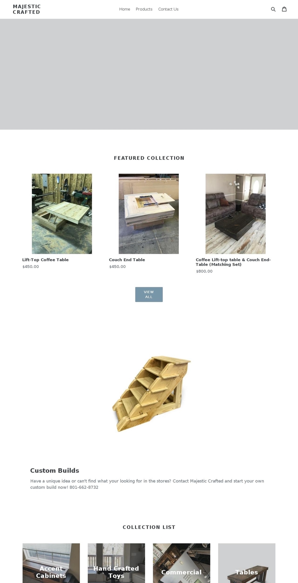 majesticcrafted.com — Shopify storefront screenshot