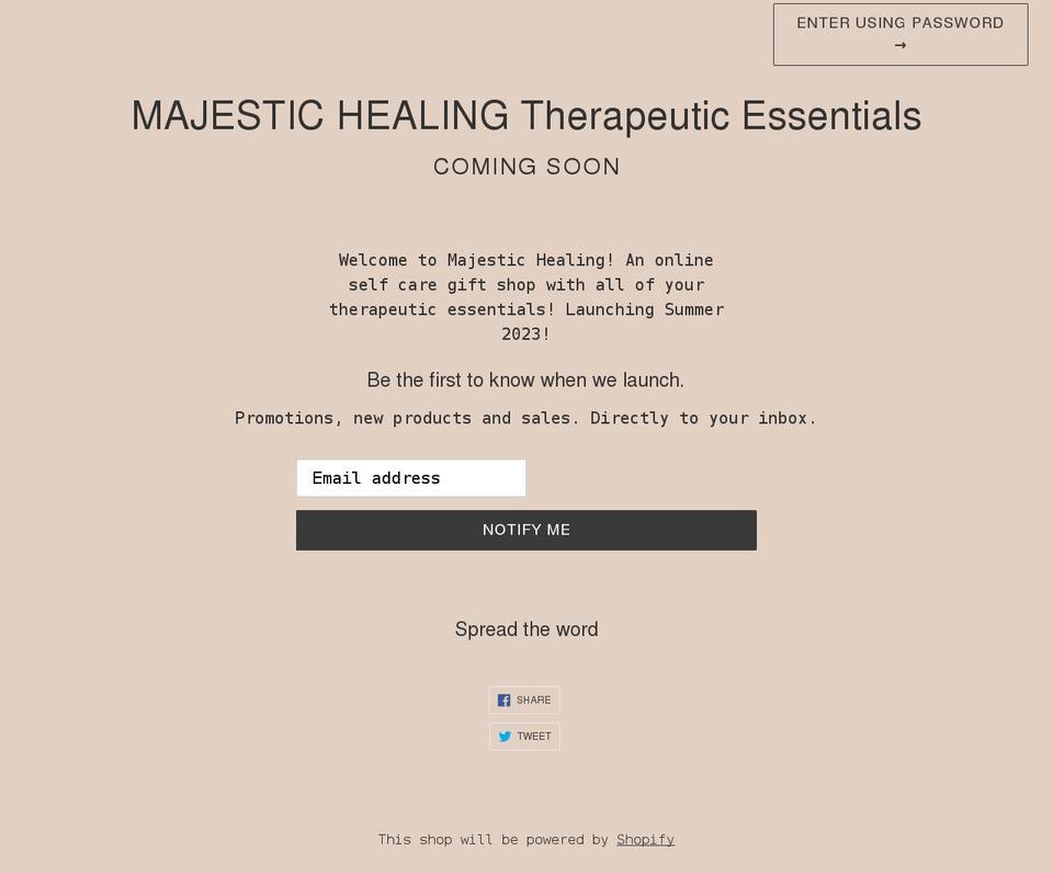 majestichealingessentials.com shopify website screenshot