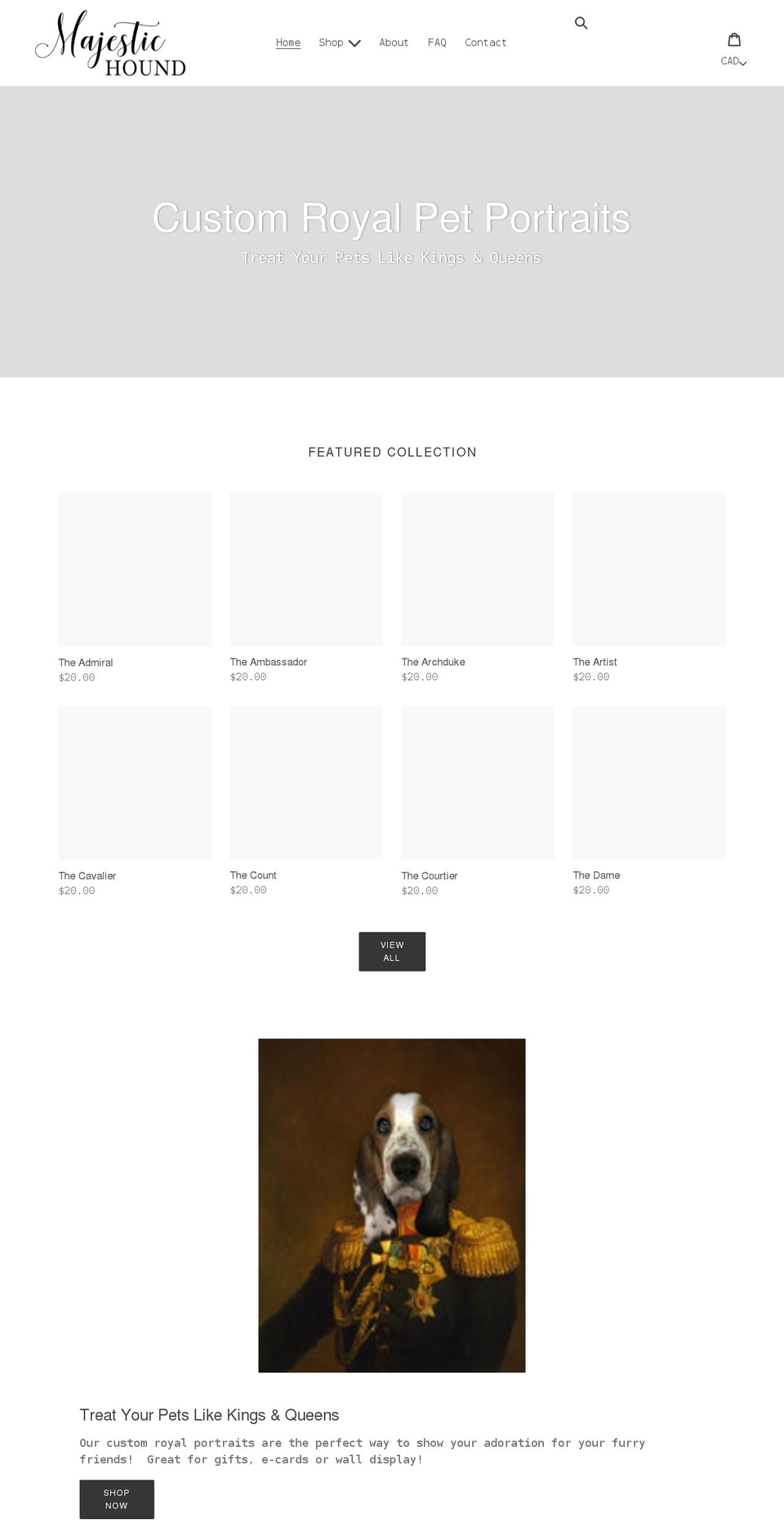majestichound.com shopify website screenshot