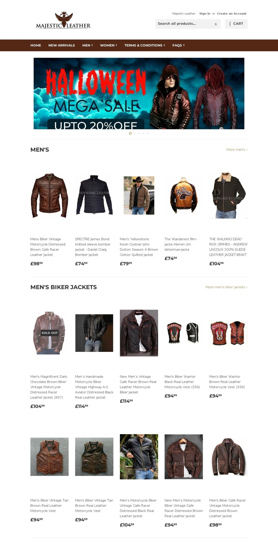 majesticleather.co.uk shopify website screenshot