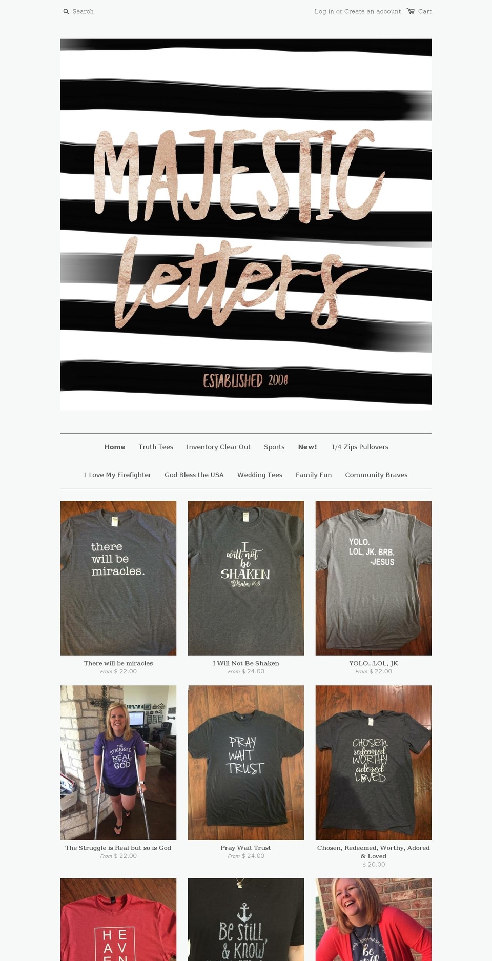majesticlettersstore.com — Shopify storefront screenshot
