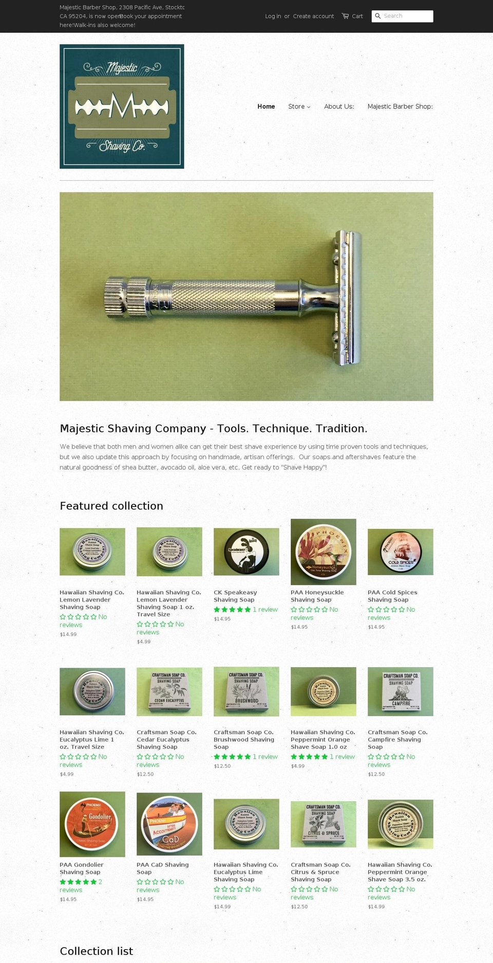 majesticshavingco.com — Shopify storefront screenshot