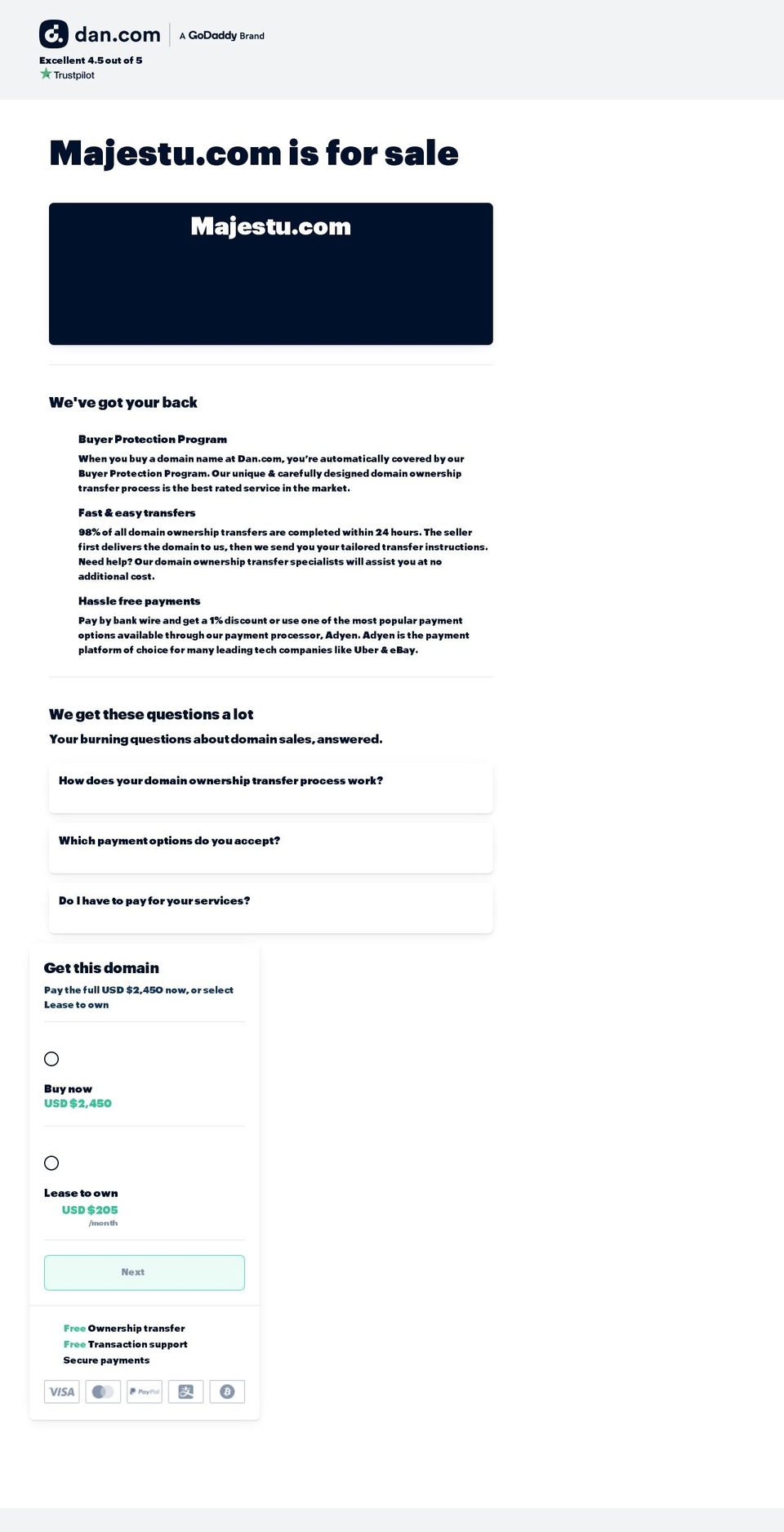 majestu.com — Shopify storefront screenshot