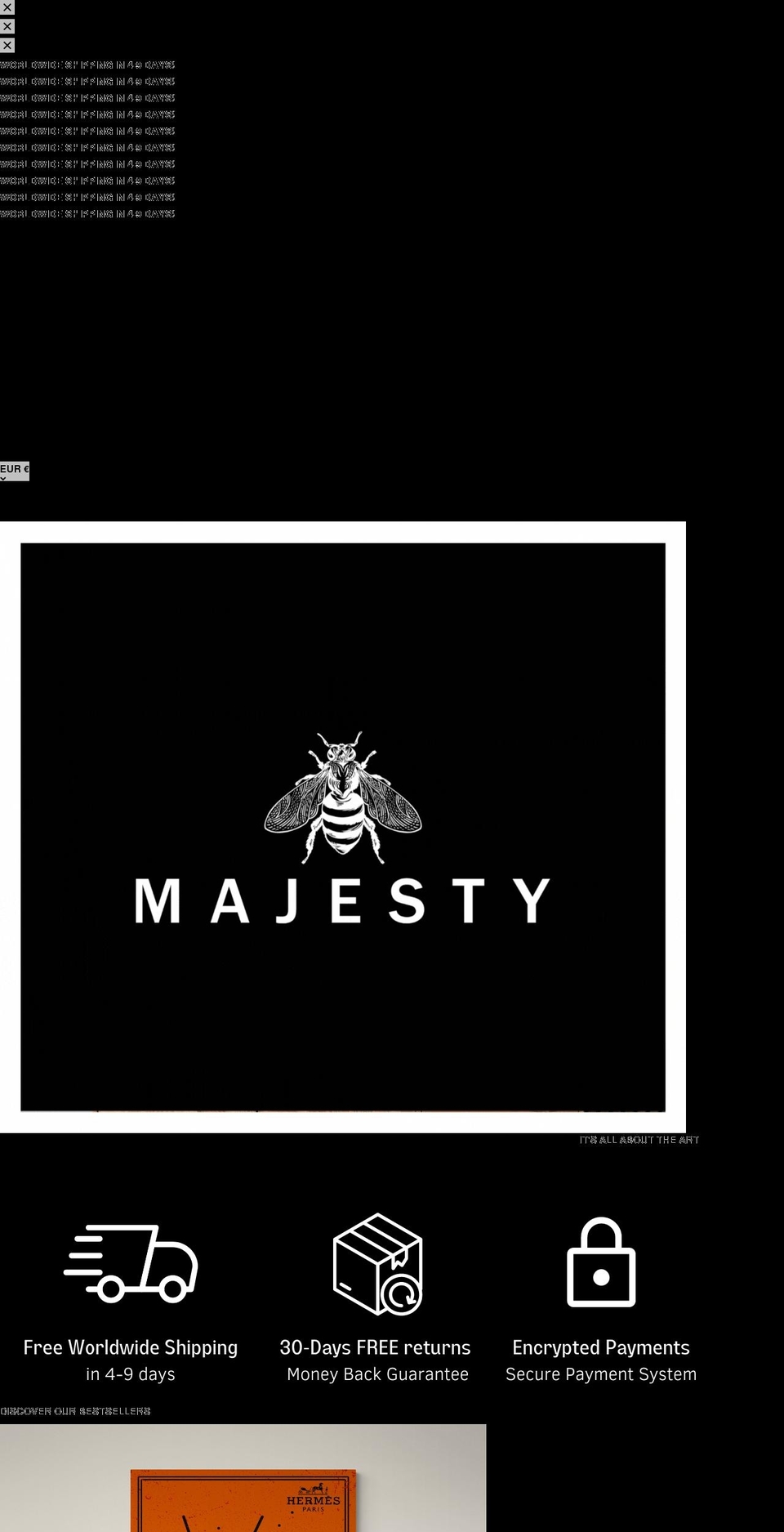 majestyhomedecor.com shopify website screenshot