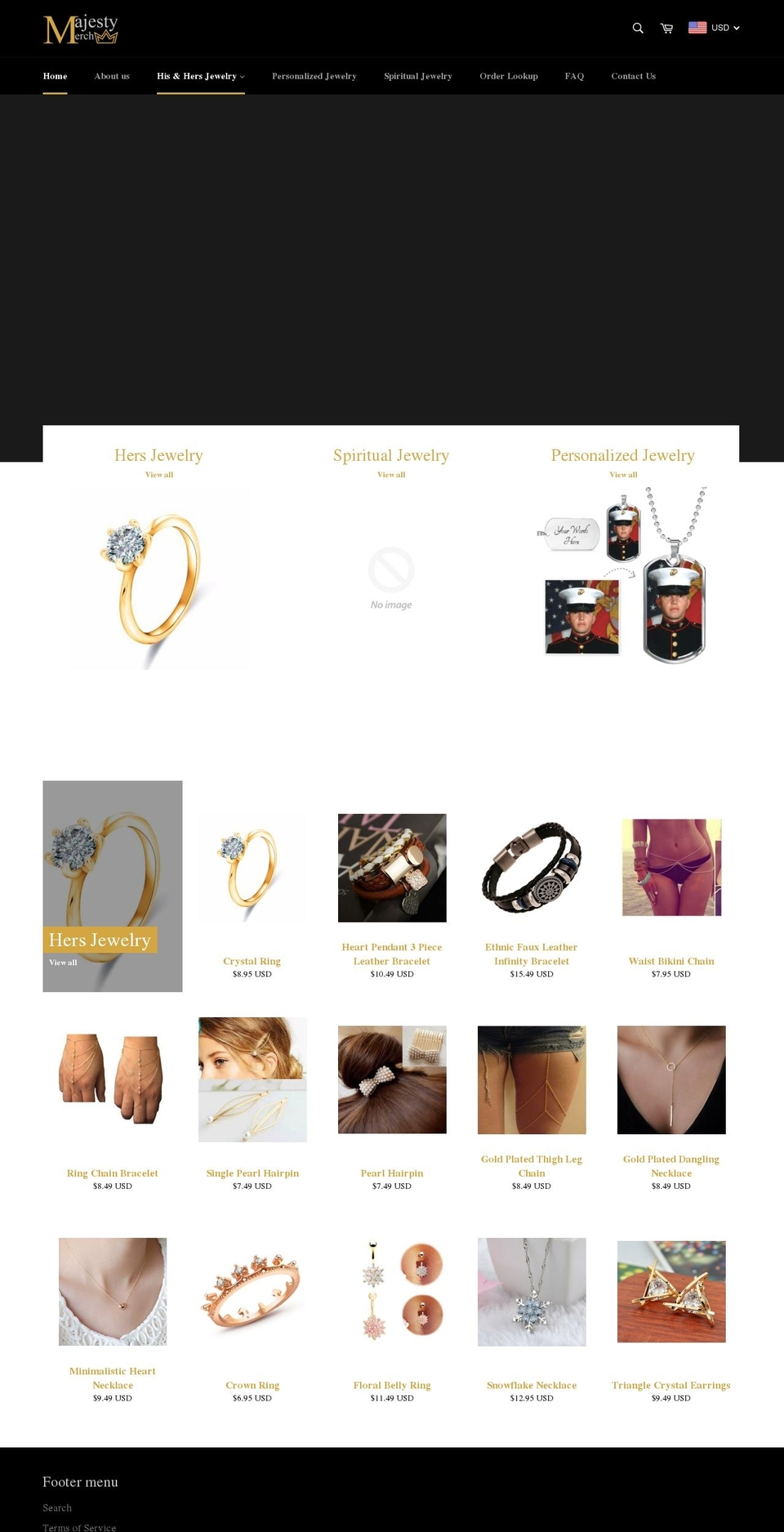 majestymerch.com — Shopify storefront screenshot