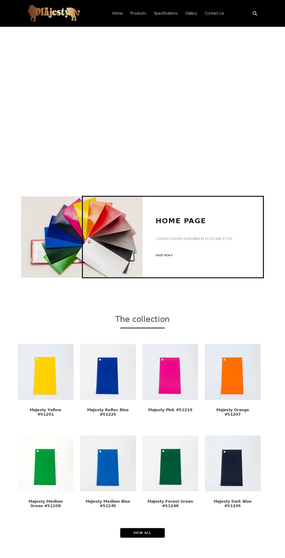 majestypvc.com — Shopify storefront screenshot