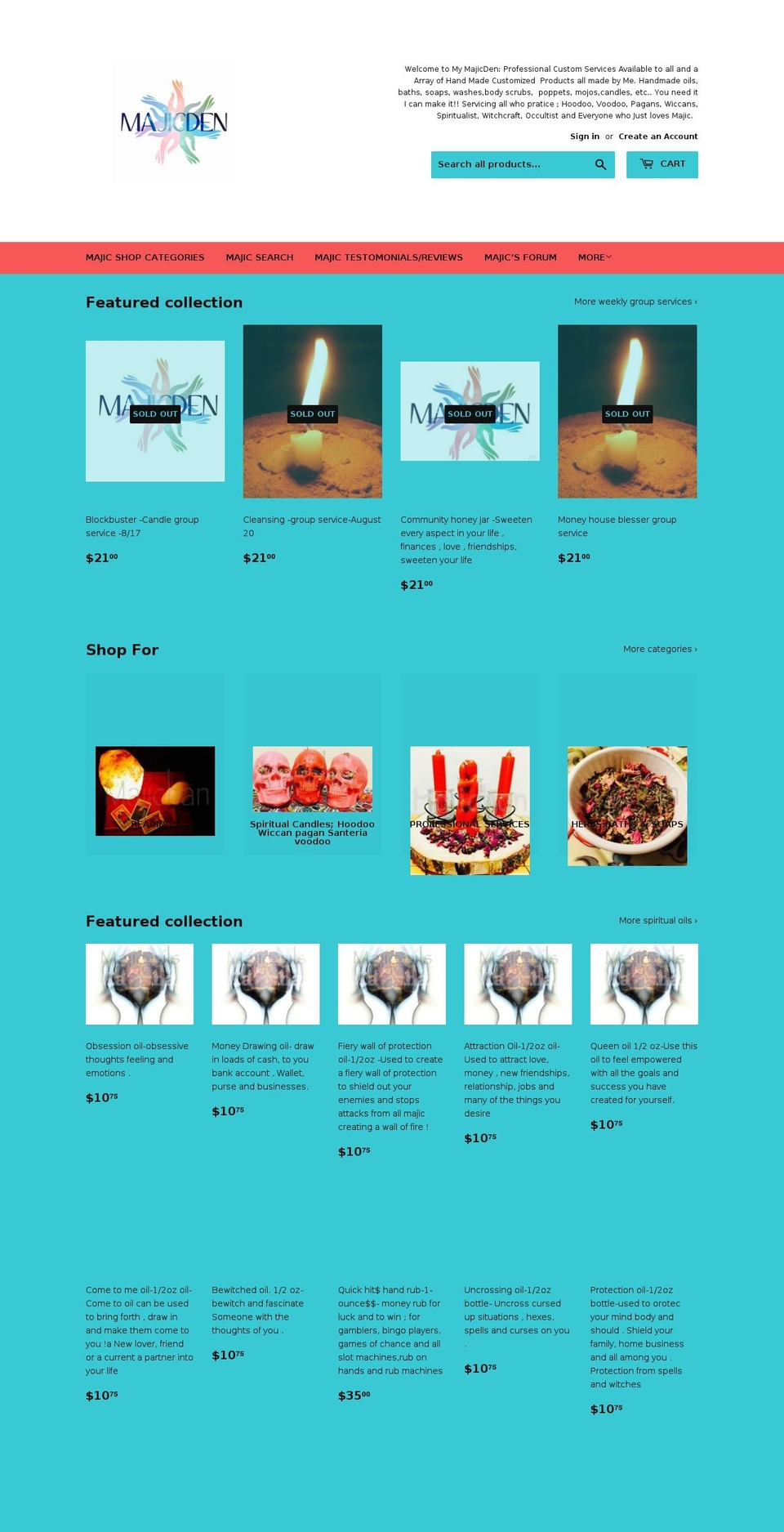 majicden.com shopify website screenshot