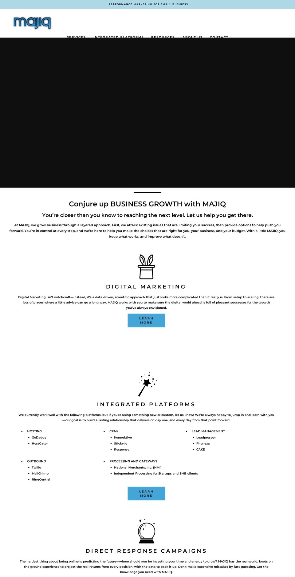 majiqmarketing.com shopify website screenshot