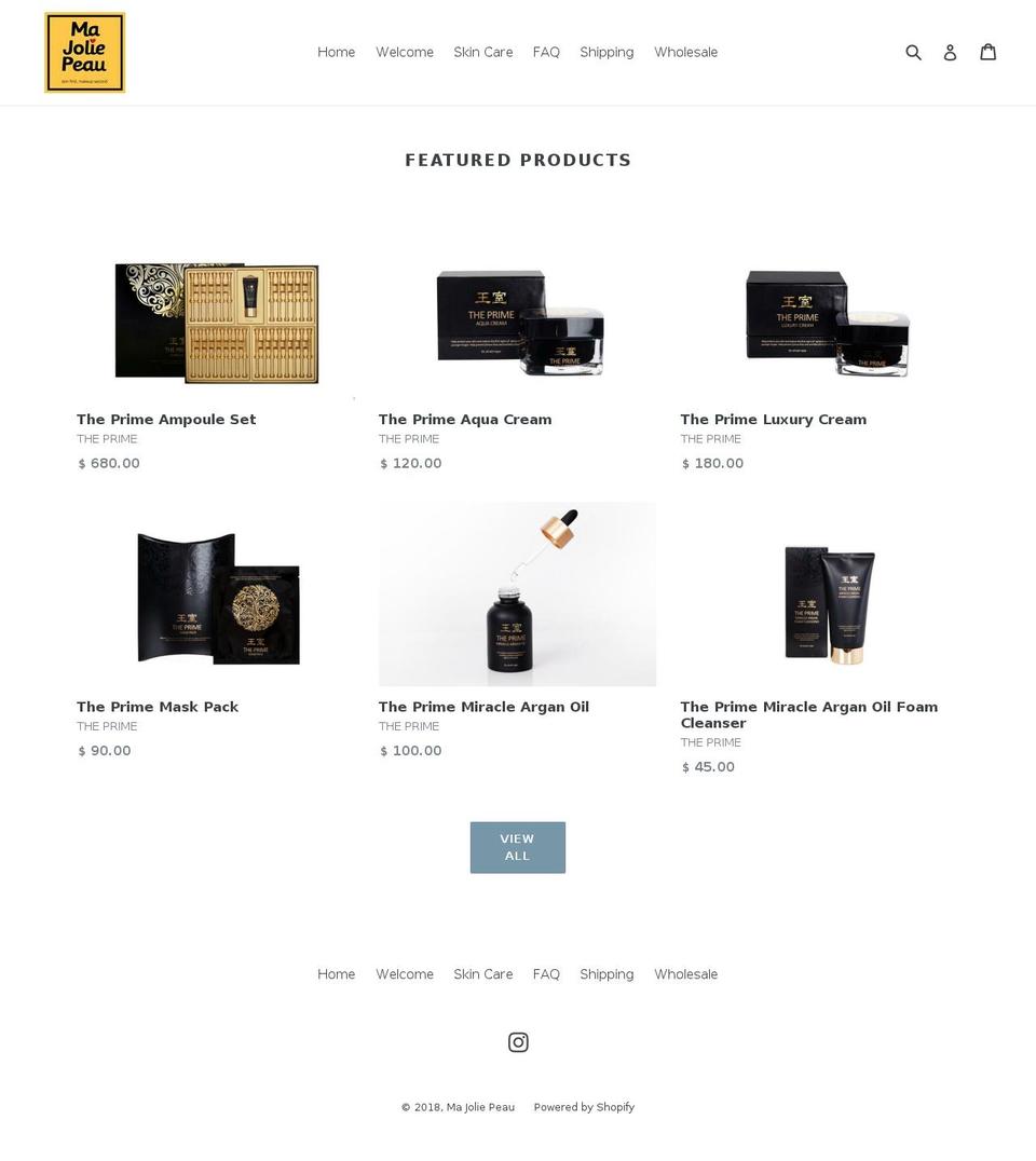 majoliepeau.com — Shopify storefront screenshot
