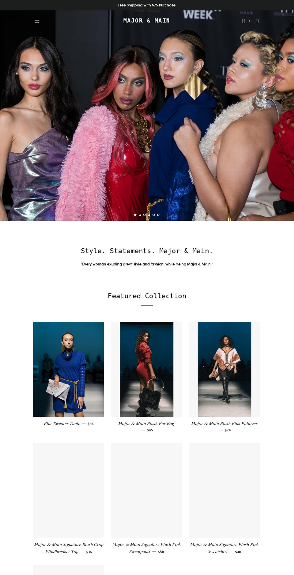 majorandmain.com — Shopify storefront screenshot