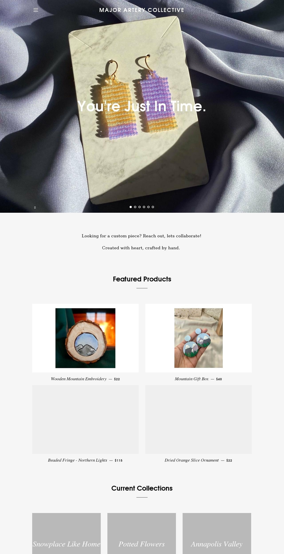 majorarterycollective.com shopify website screenshot