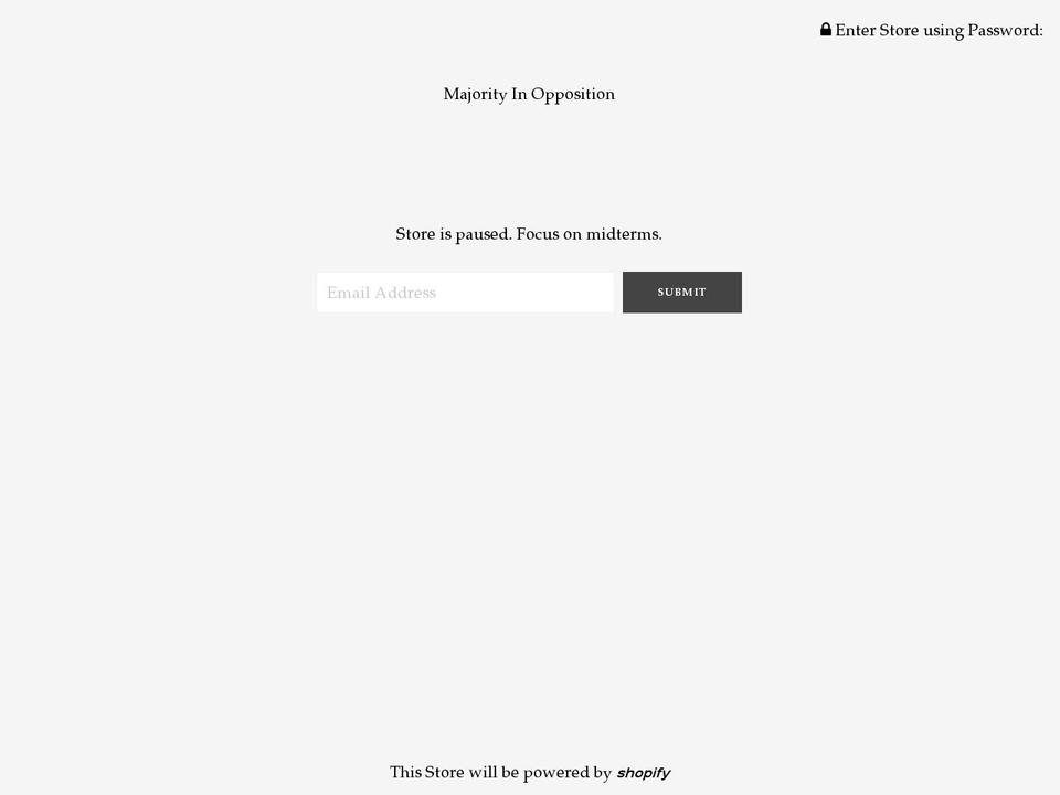 majorityinopposition.com — Shopify storefront screenshot