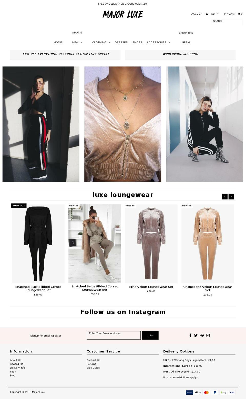 majorluxe.com — Shopify storefront screenshot