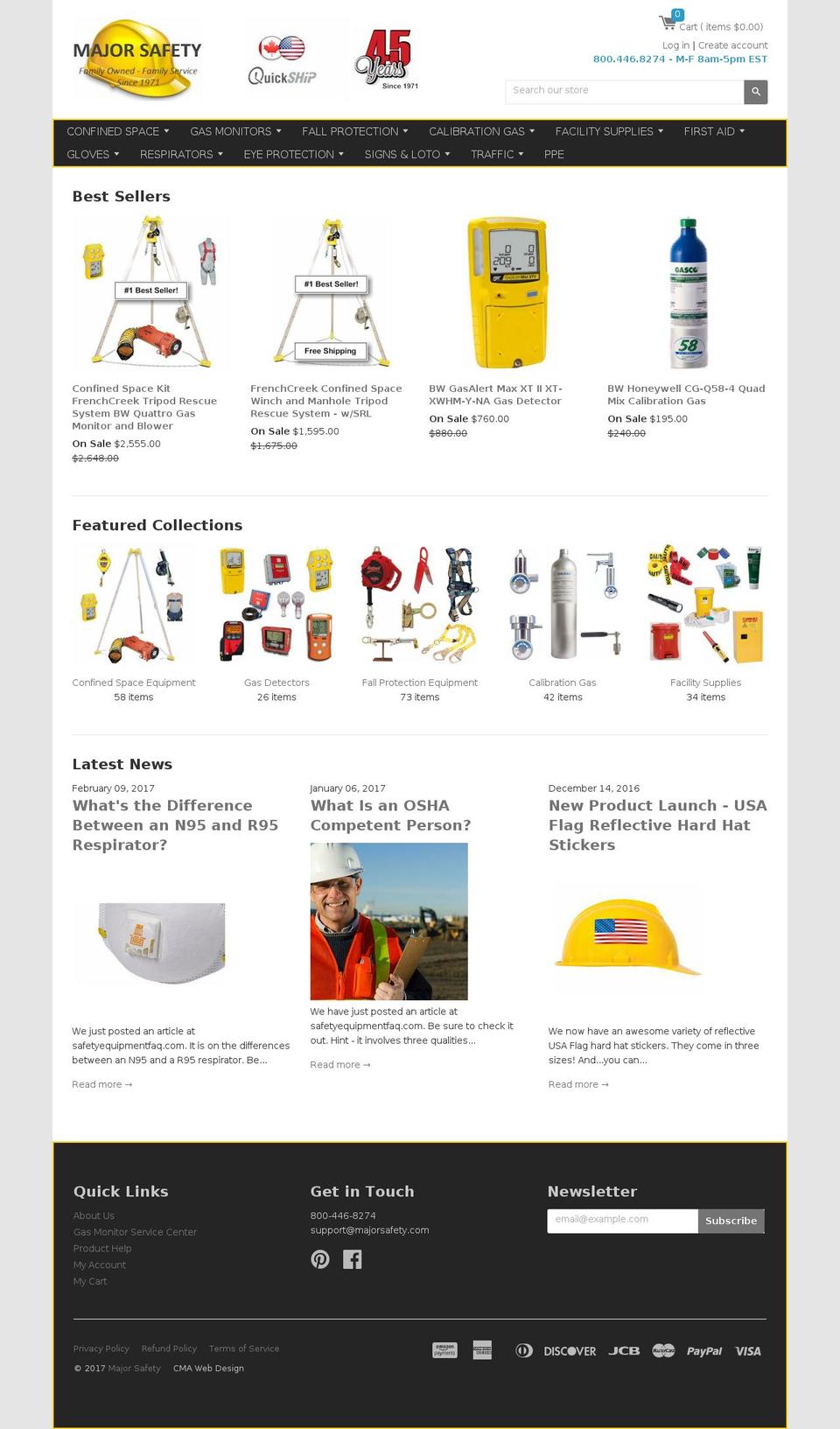 majorsafety.com shopify website screenshot