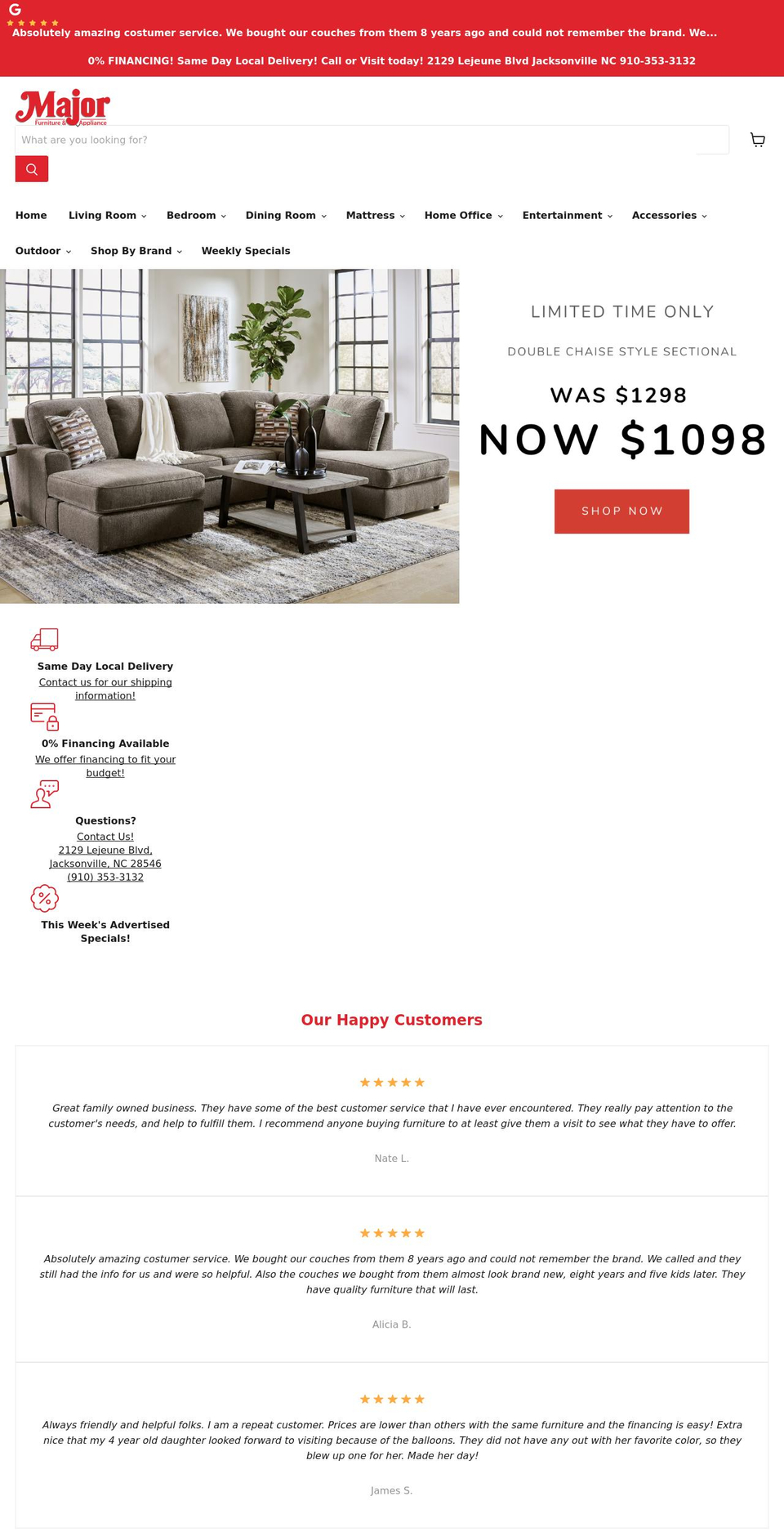 majorsfurniture.com shopify website screenshot