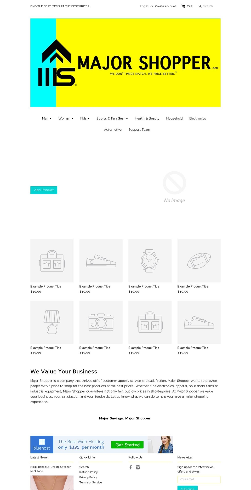 majorshopper.com shopify website screenshot