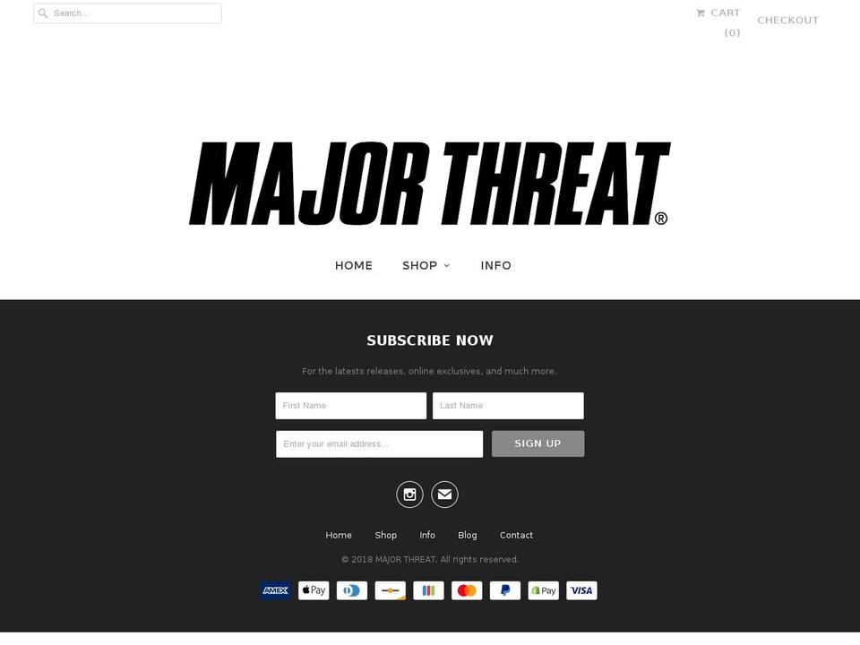 majorthreatclothing.com — Shopify storefront screenshot