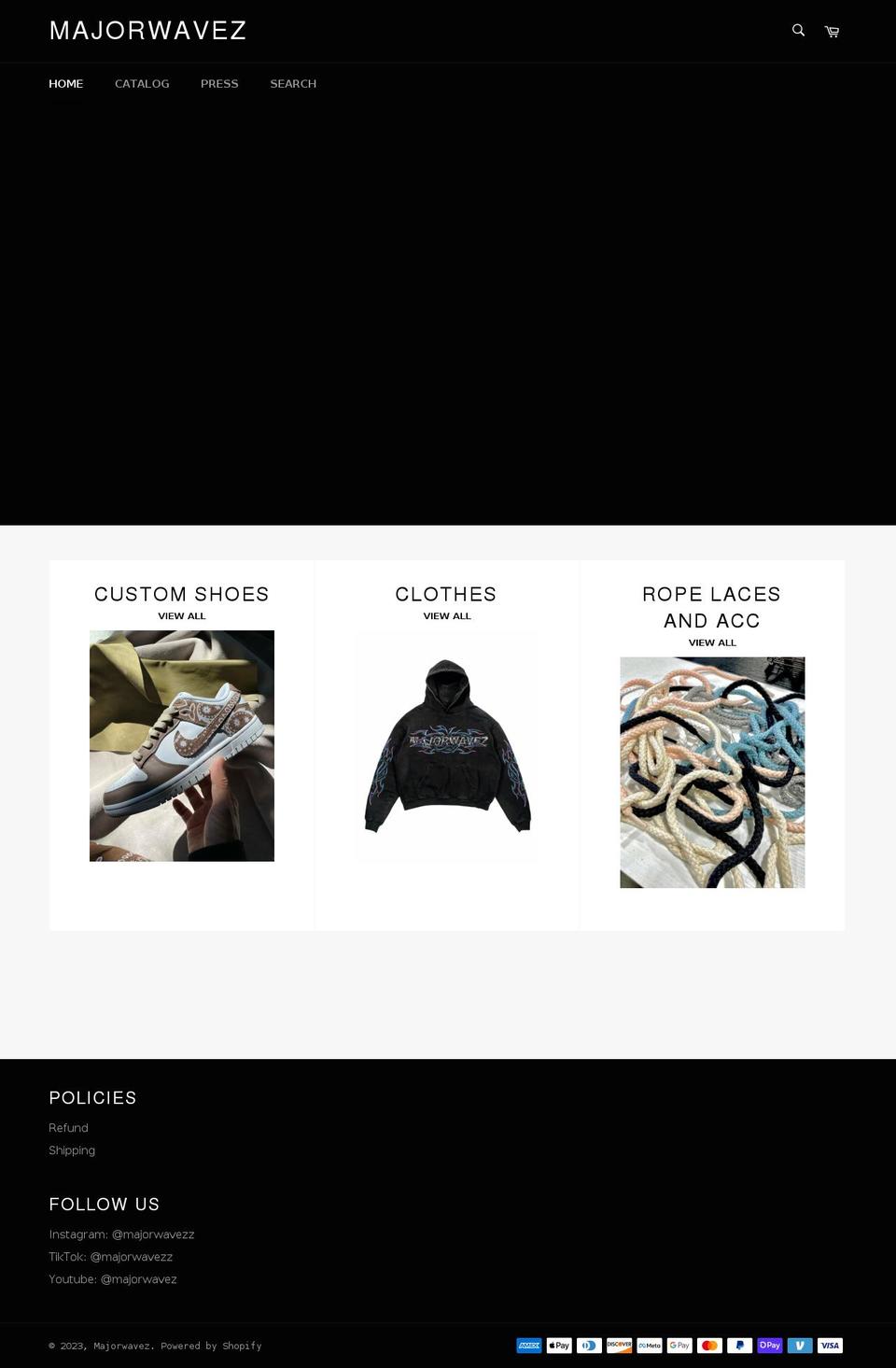 majorwavezz.com shopify website screenshot