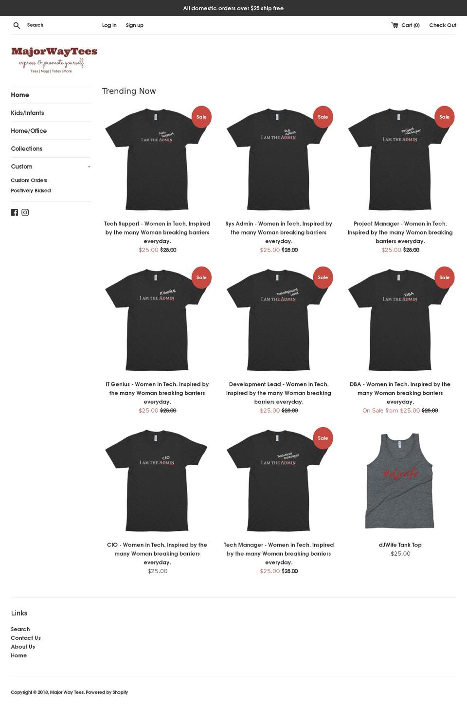 majorwaytees.com — Shopify storefront screenshot