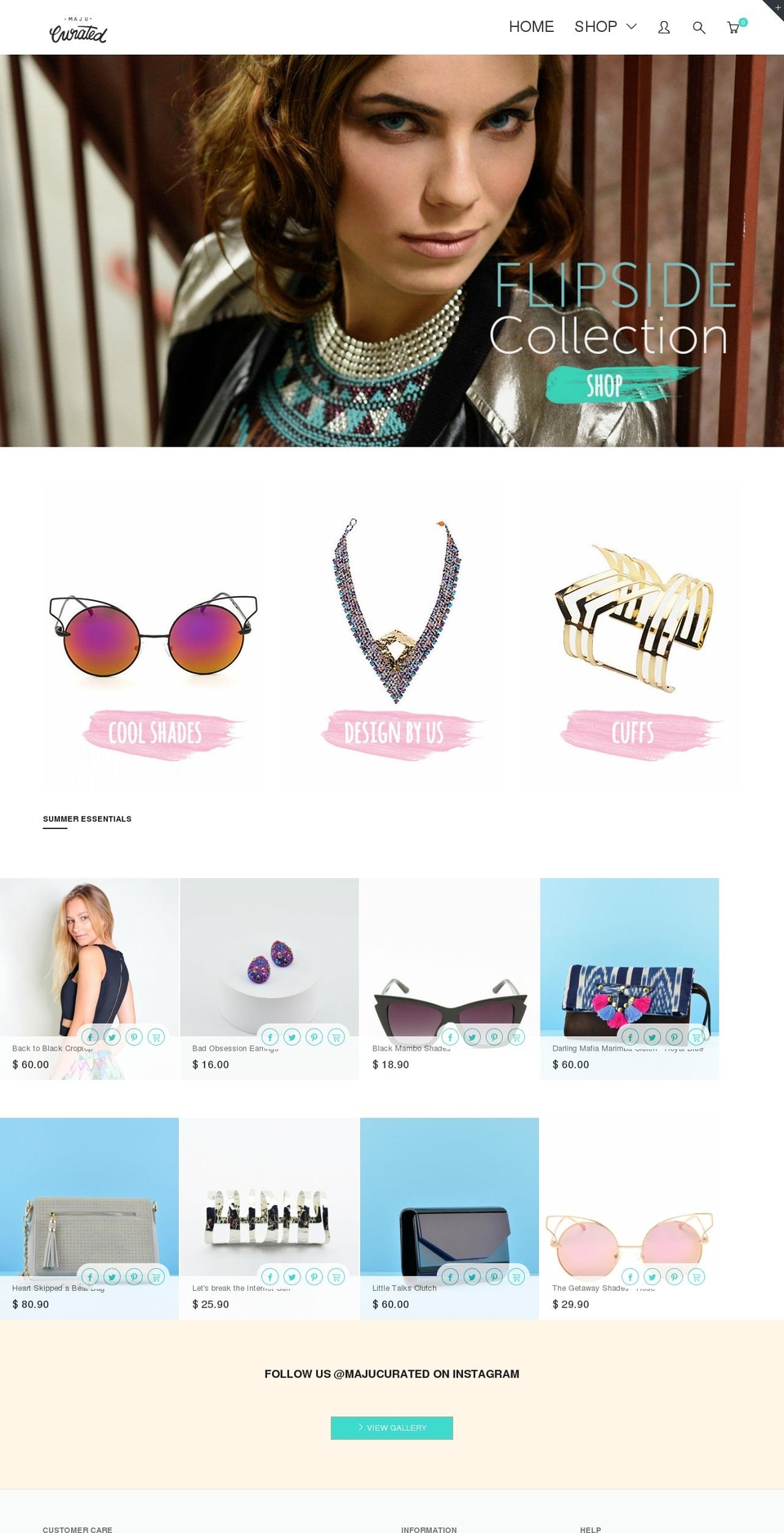 majucurated.shop shopify website screenshot