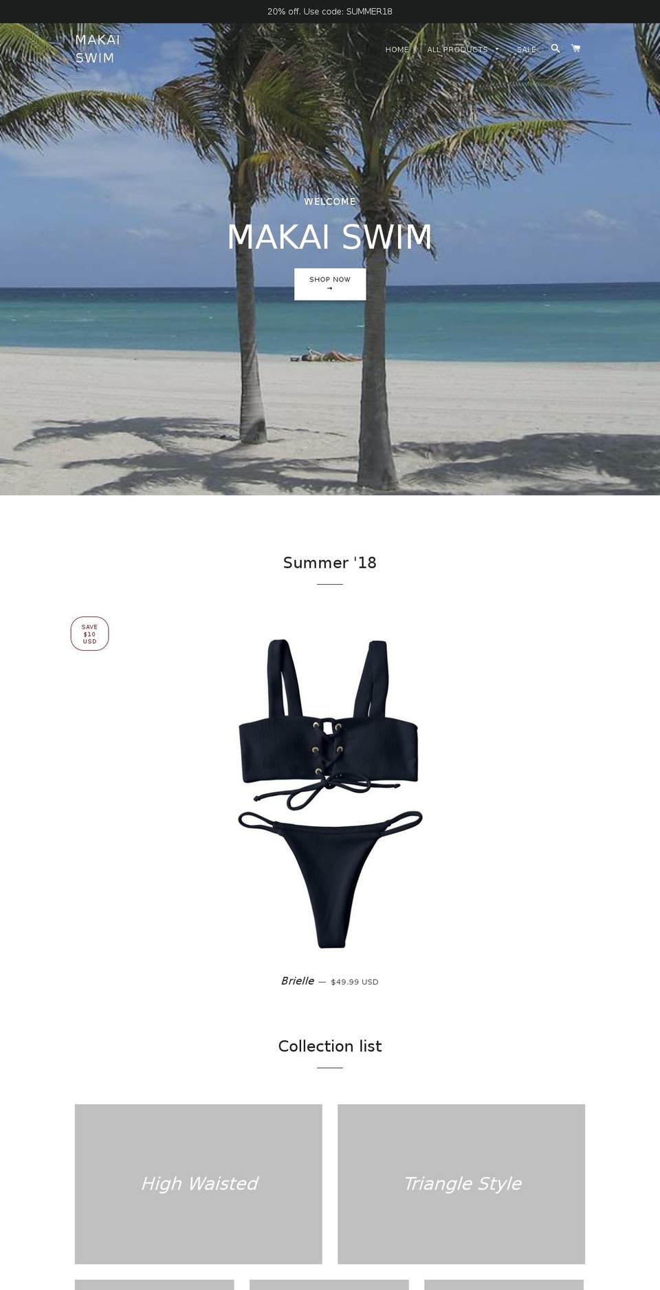 makaiswim.com shopify website screenshot