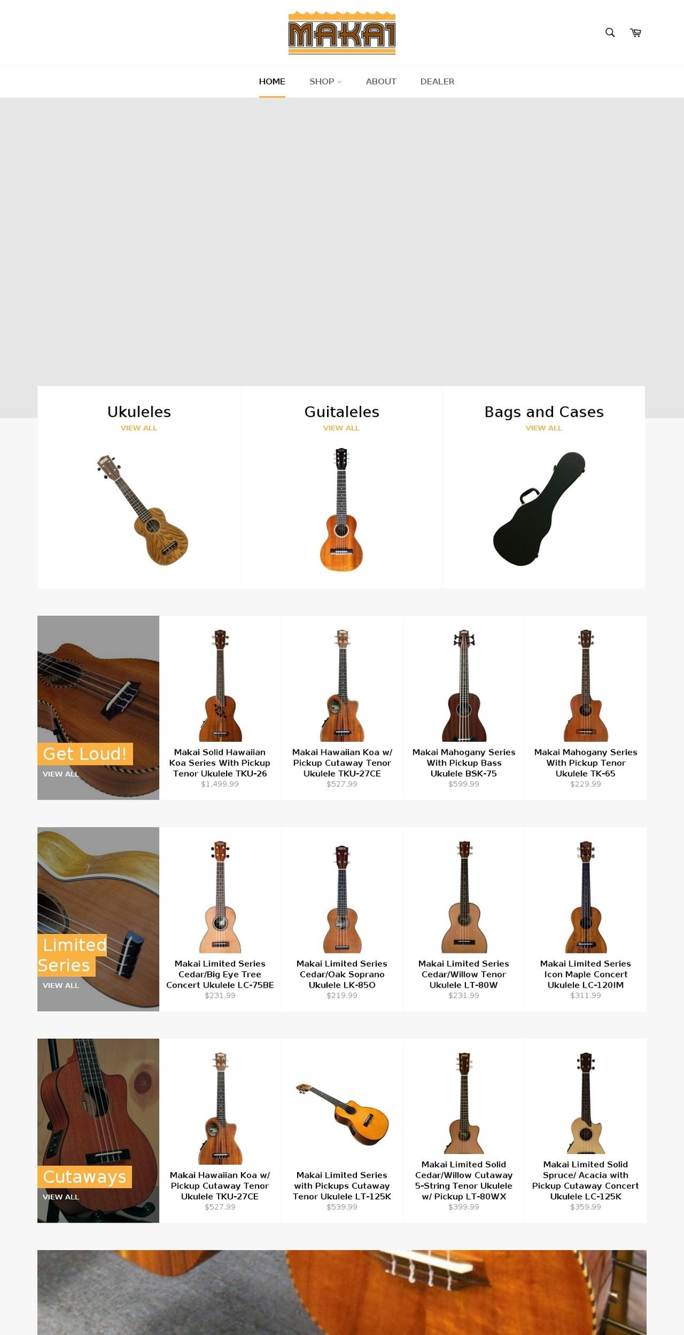 makaiukulele.com shopify website screenshot