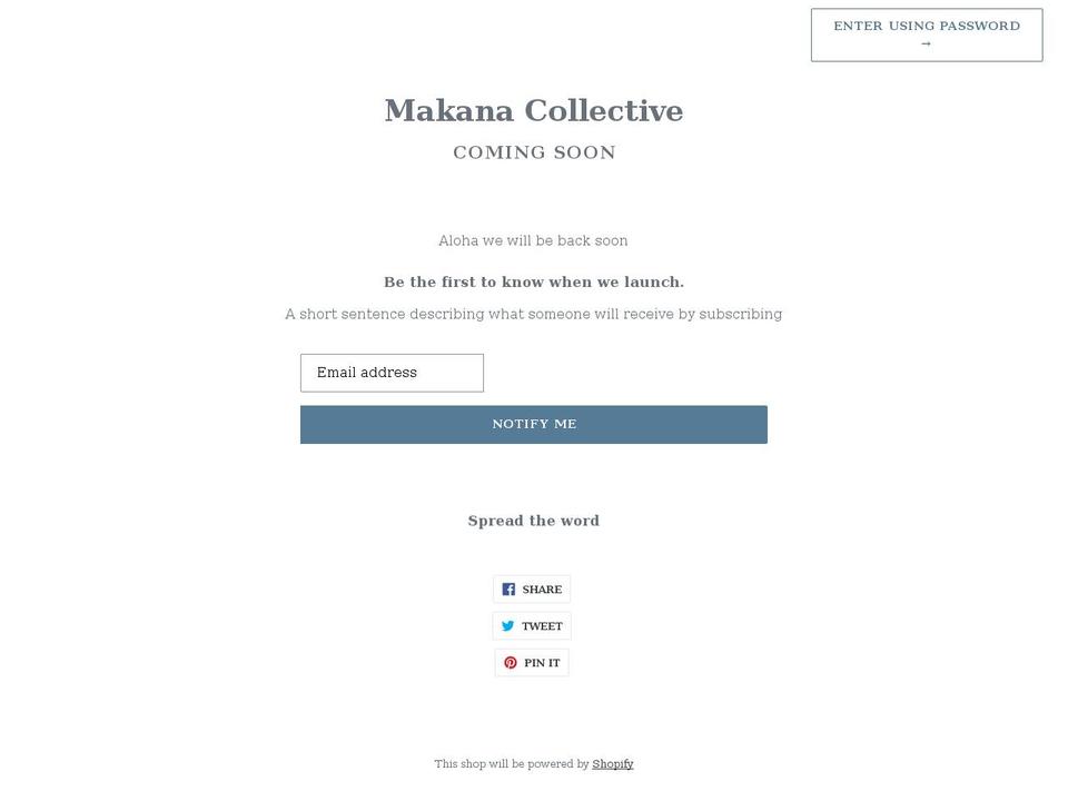 makana-collective.myshopify.com shopify website screenshot