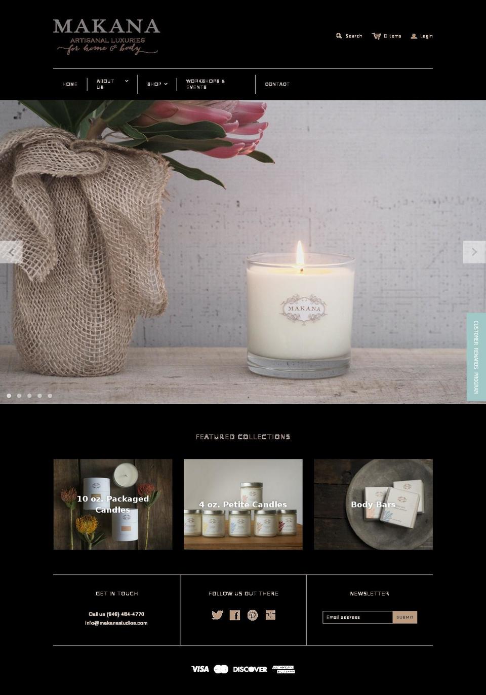 makanacandlestudios.com shopify website screenshot