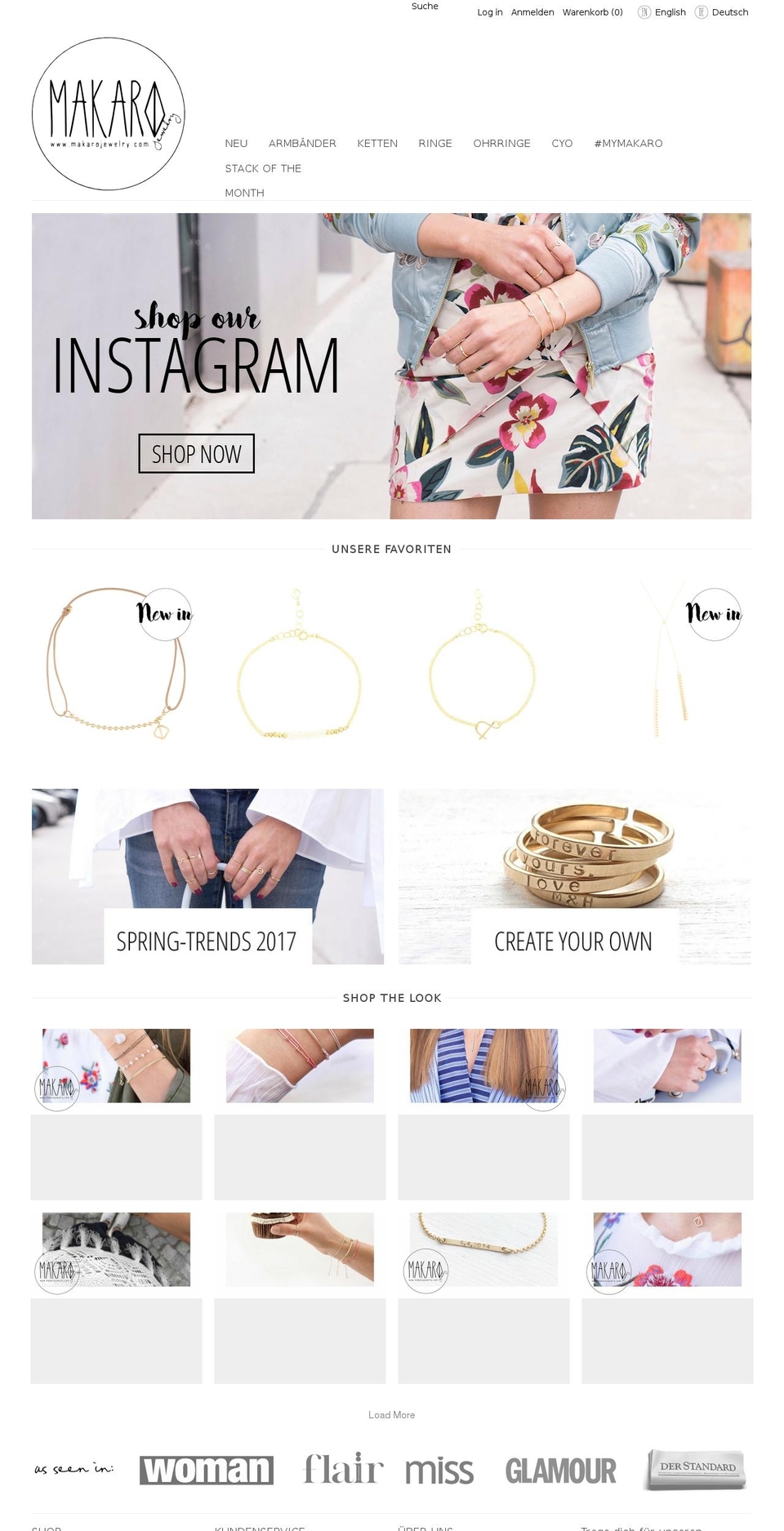 makarojewelry.at shopify website screenshot