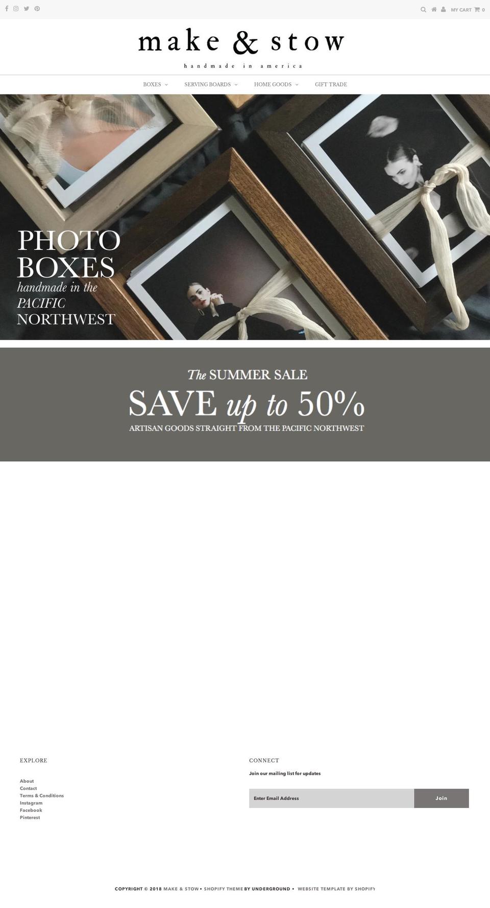 make-and-stow.com — Shopify storefront screenshot