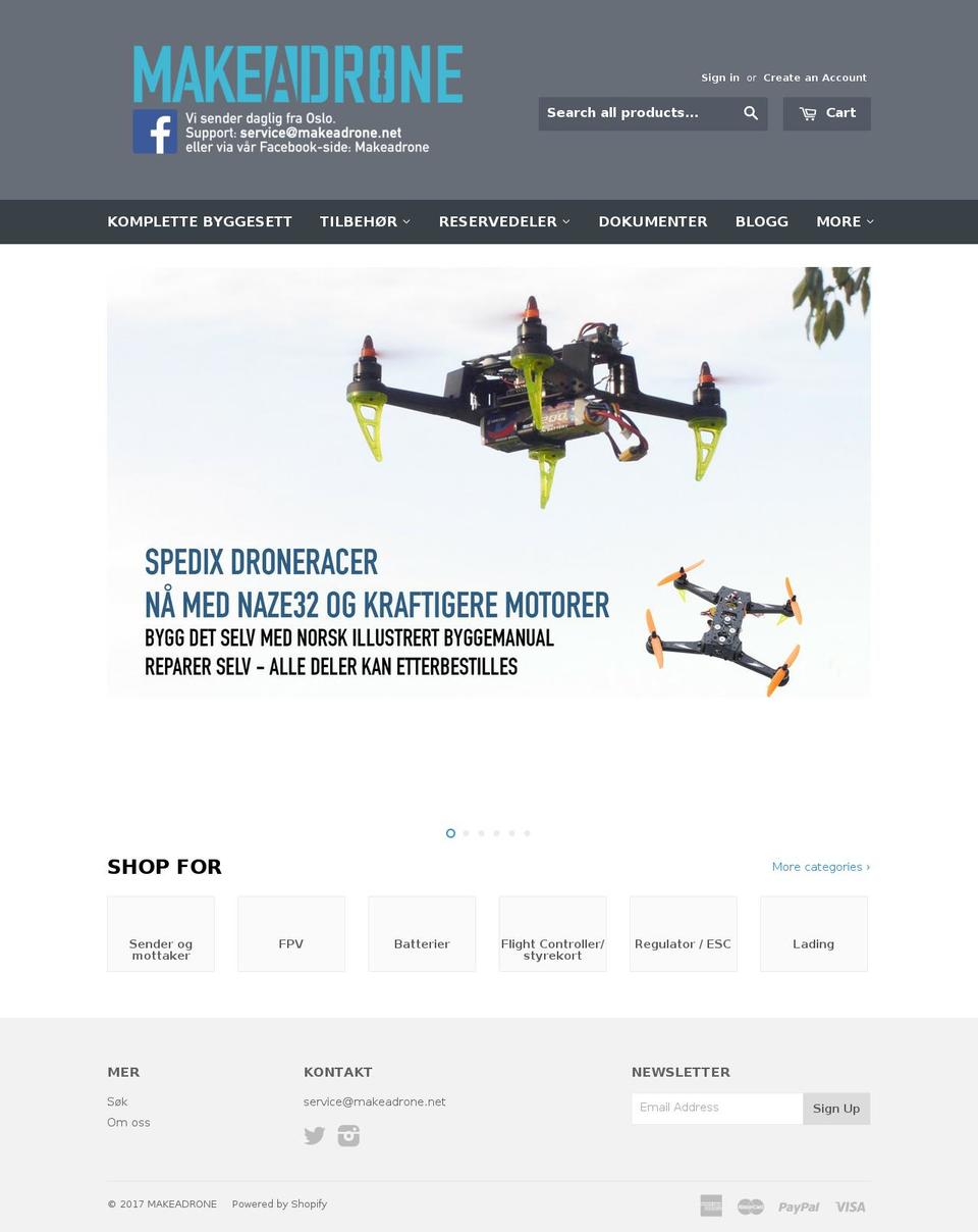 makeadrone.net shopify website screenshot