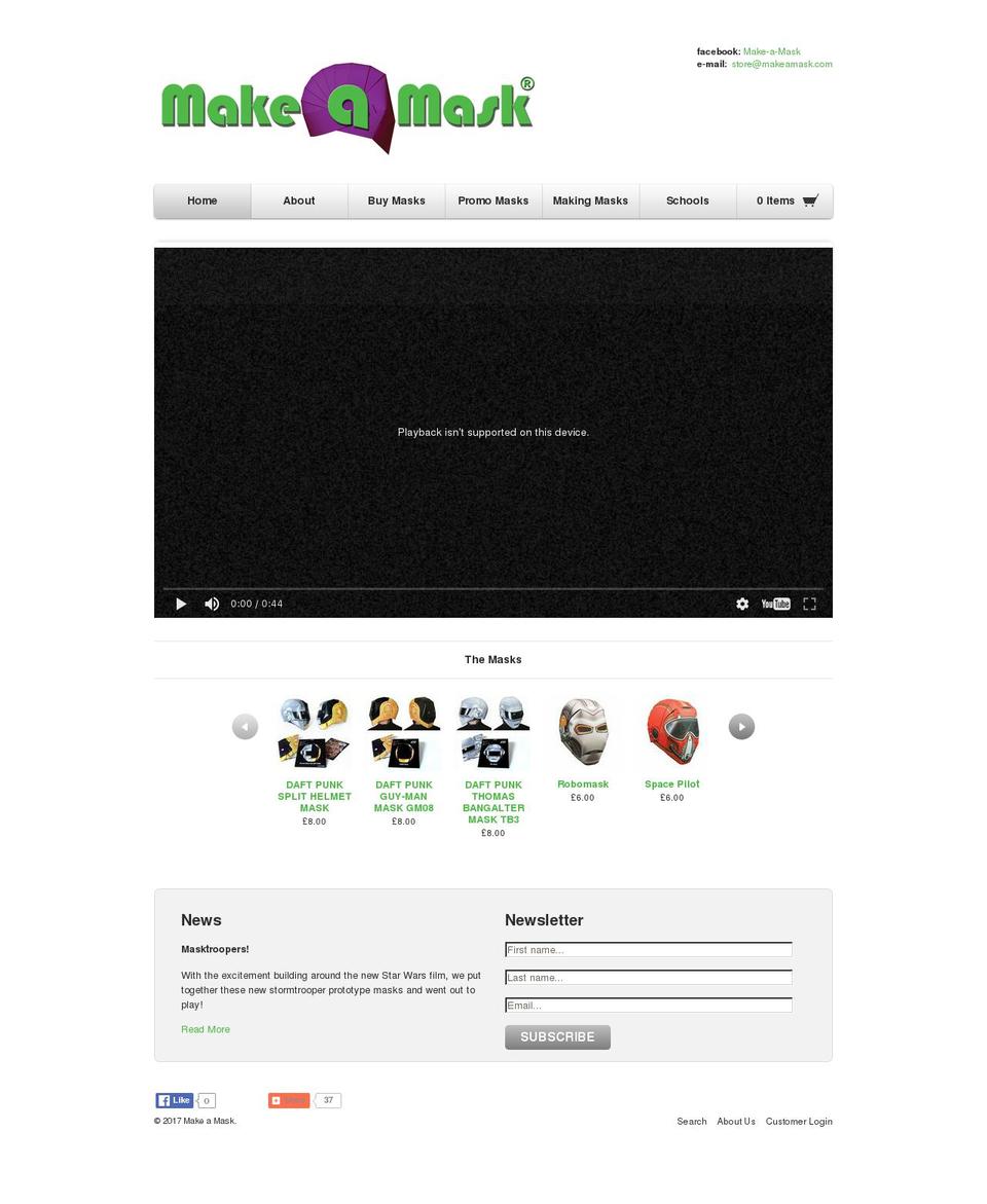 makeamask.com shopify website screenshot