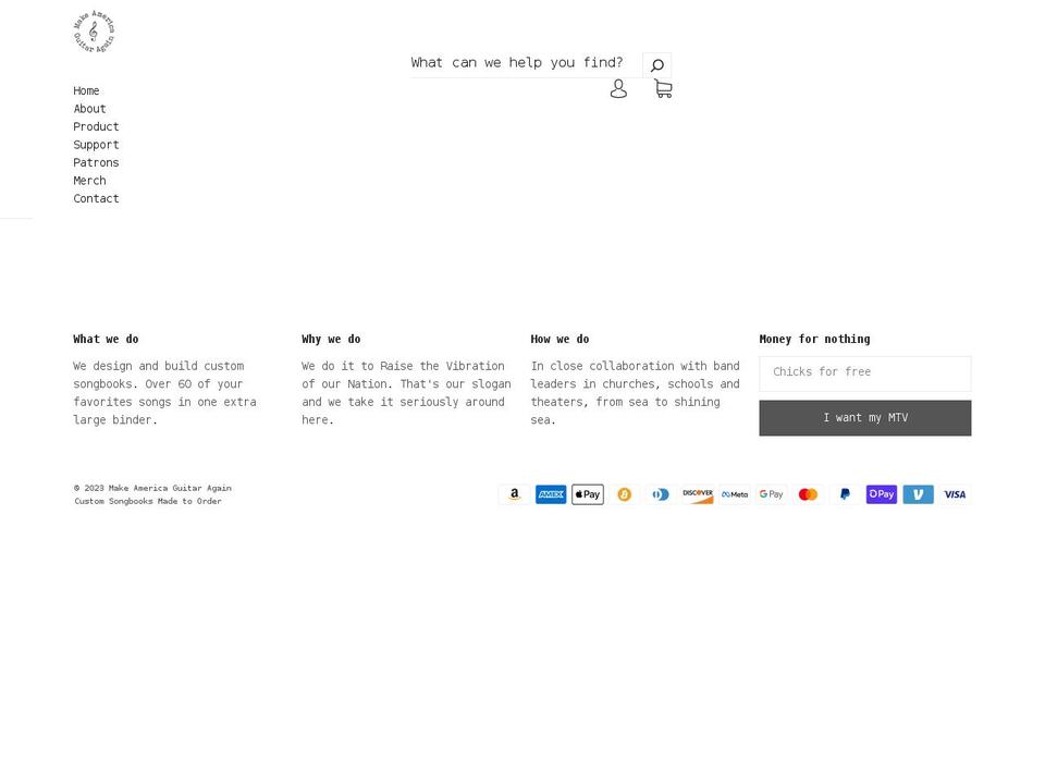 makeamericaguitaragain.com shopify website screenshot