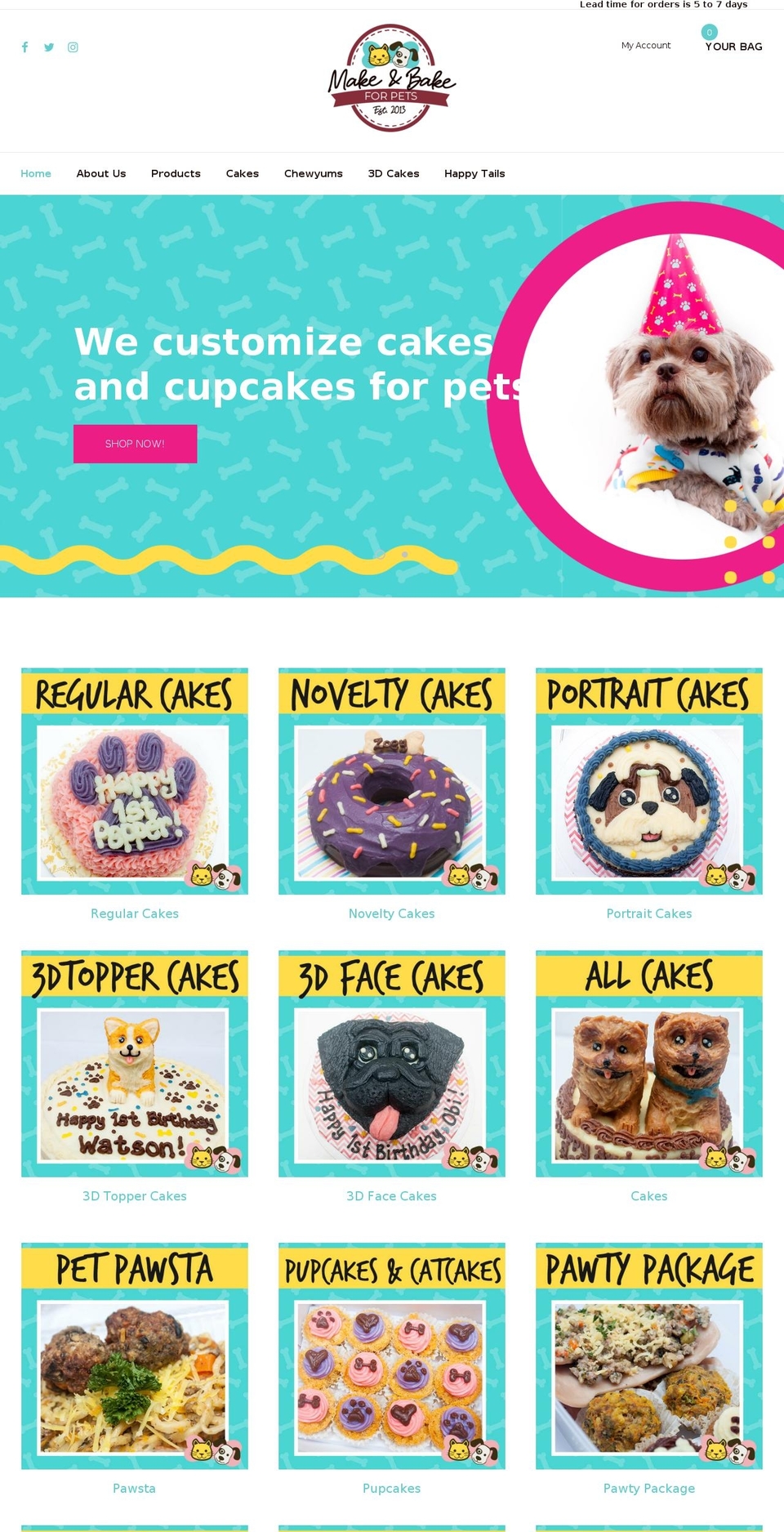 foxic Shopify theme site example makeandbakeforpets.com